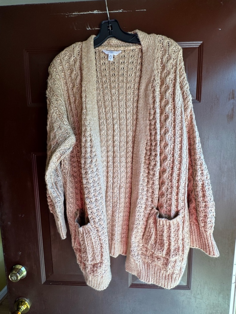 Time & Tru Sweater  Tan Cardigan Size Medium